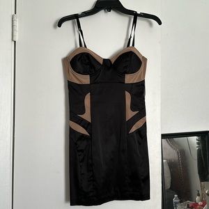 Super sexy black and sheer satin dress